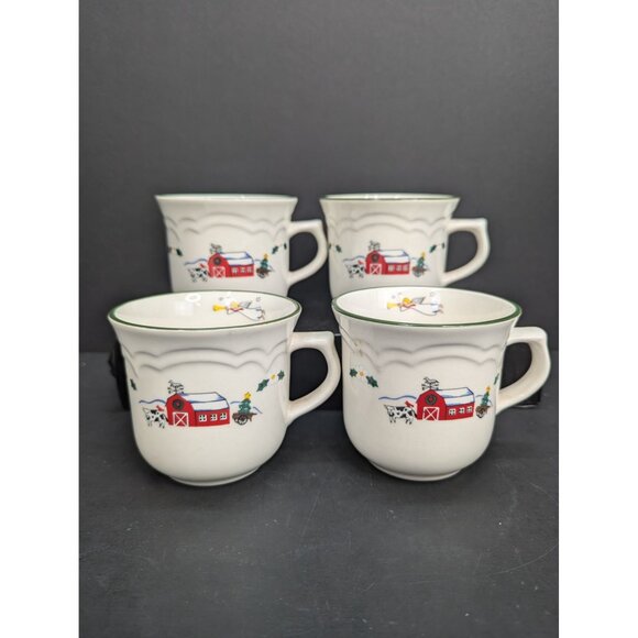 Pfaltzgraff Snow Village Set of 4 Coffee Tea Hot Chocolate Mugs 10 Oz - Picture 1 of 8